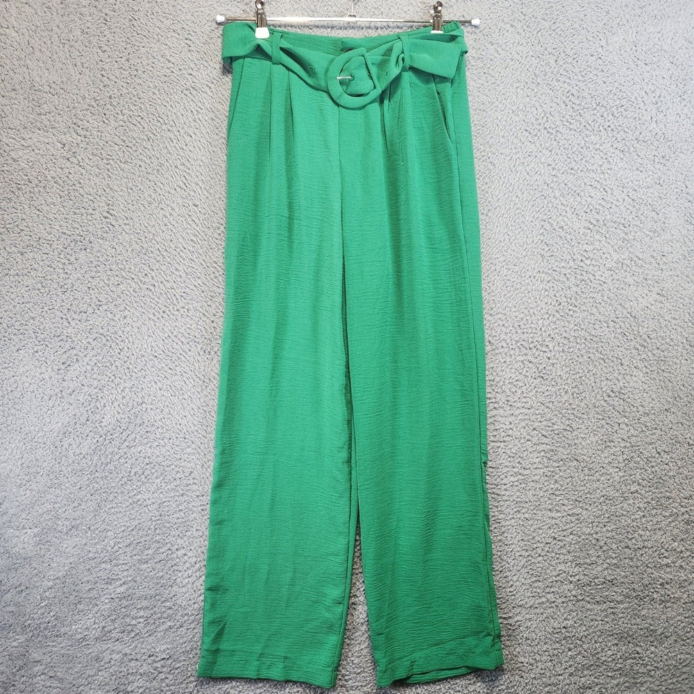 MONTEAU Los Angeles Pants Womens Size S (Fits 27x29) Green Belted Boho Chic New